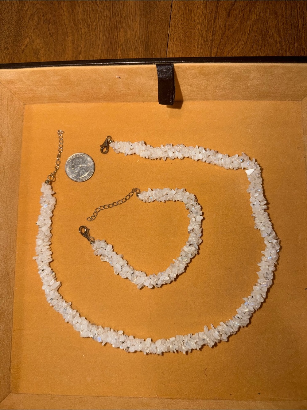 Rainbow Moonstone Chip Bead Necklace and Bracelet Set
